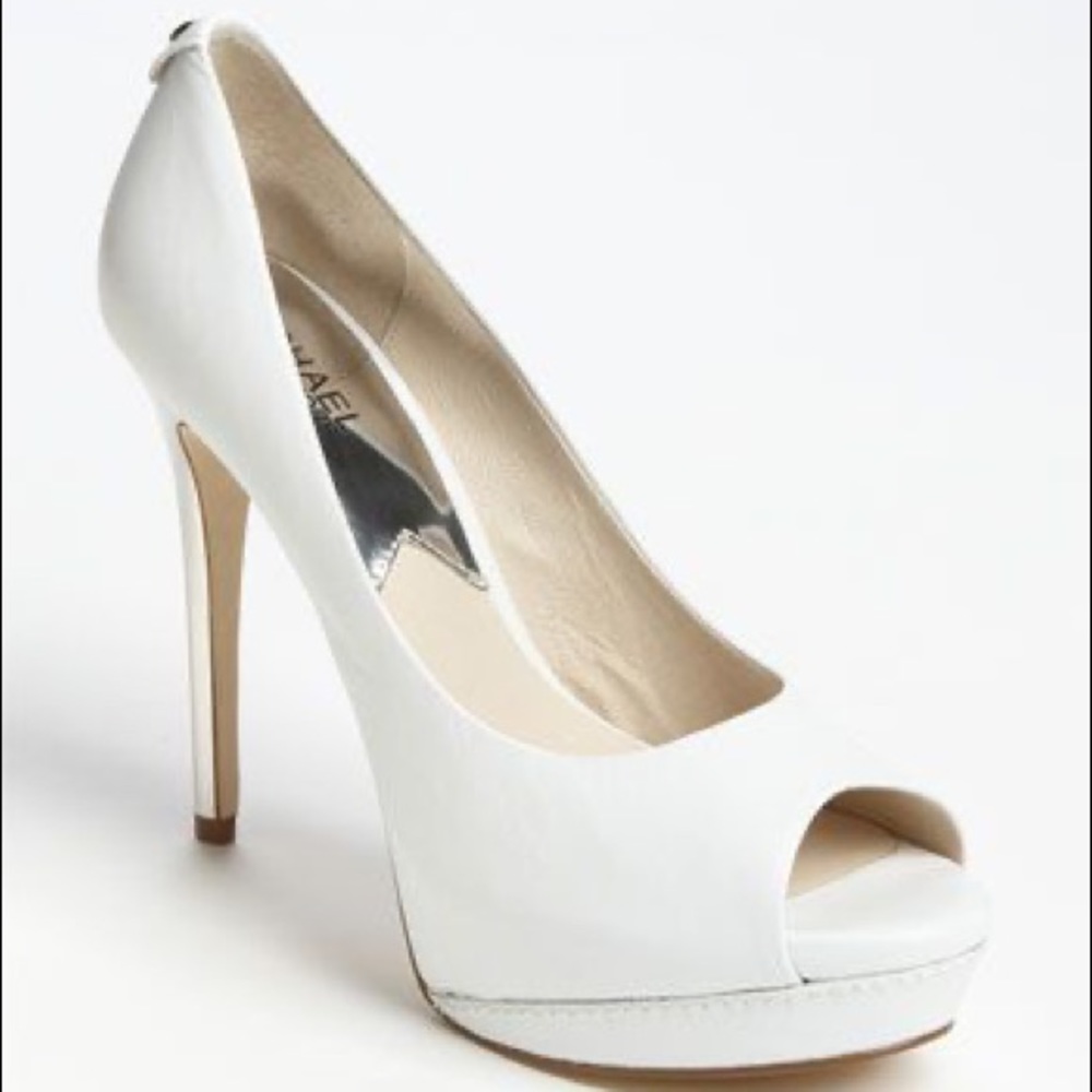 Michael by Michael Kors Josie White Peep Toe Heels